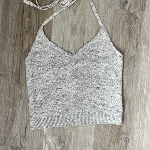 Aerie Light Gray Knit Halter Top
